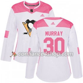 Adidas Maillot de Hockey Pittsburgh Penguins Matt Murray 30 2017-2018 Blanc Rose Fashion Authentic - Femme